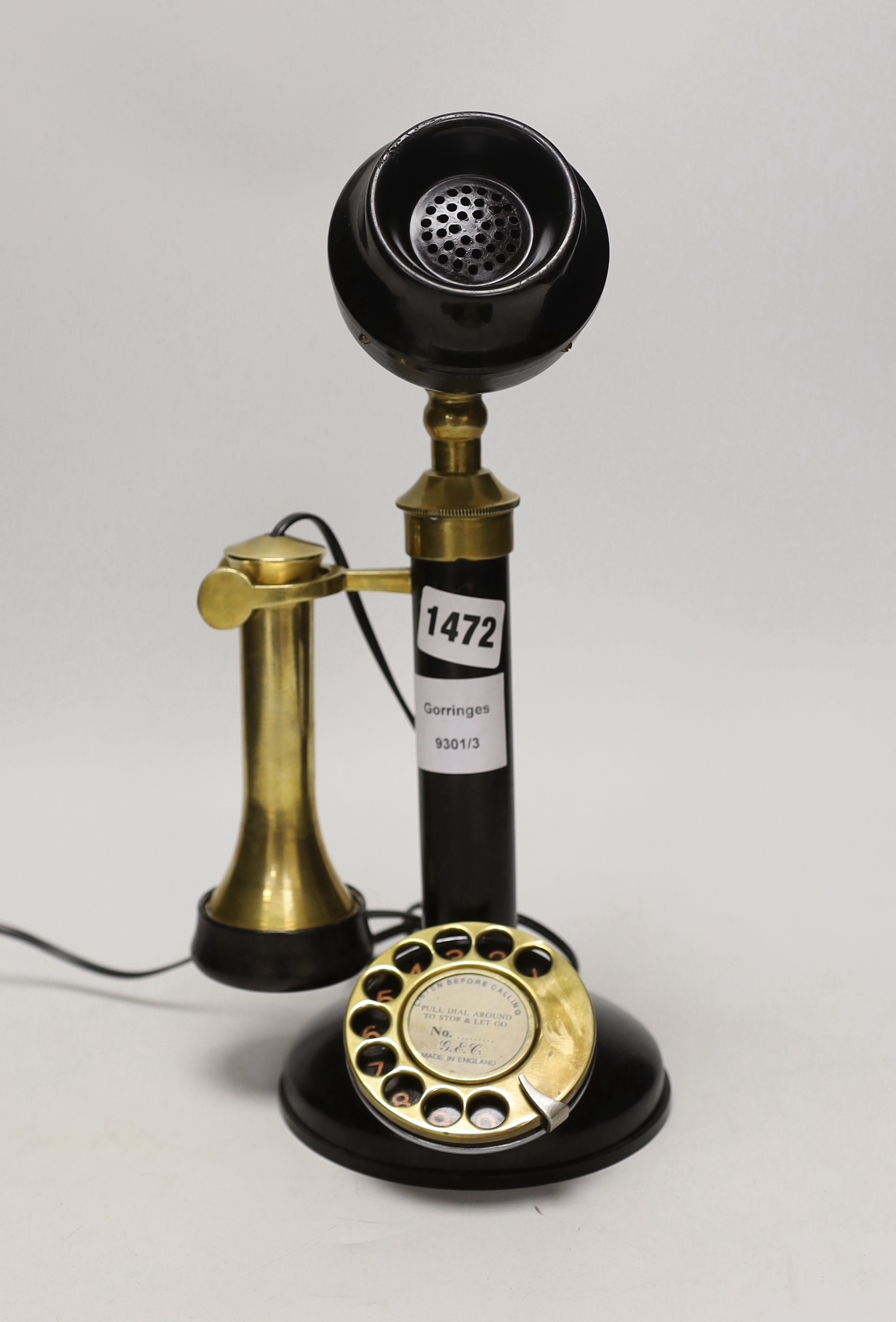 An early 20th century candlestick telephone